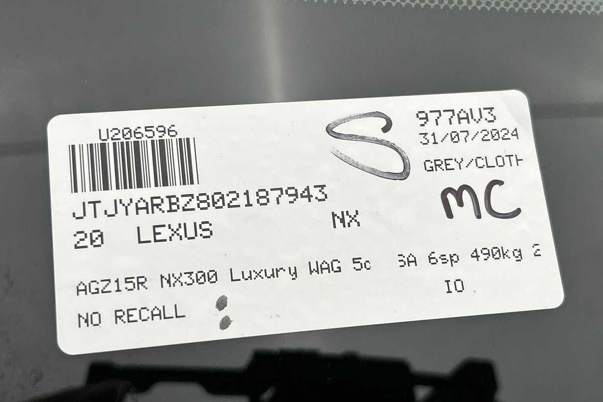 2020 Lexus NX NX300 Luxury AGZ10R