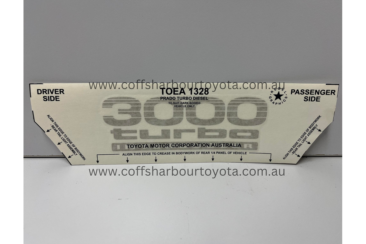 Genuine Toyota Prado "3000 Turbo" Sticker Decal for Dark Body - OEA1328