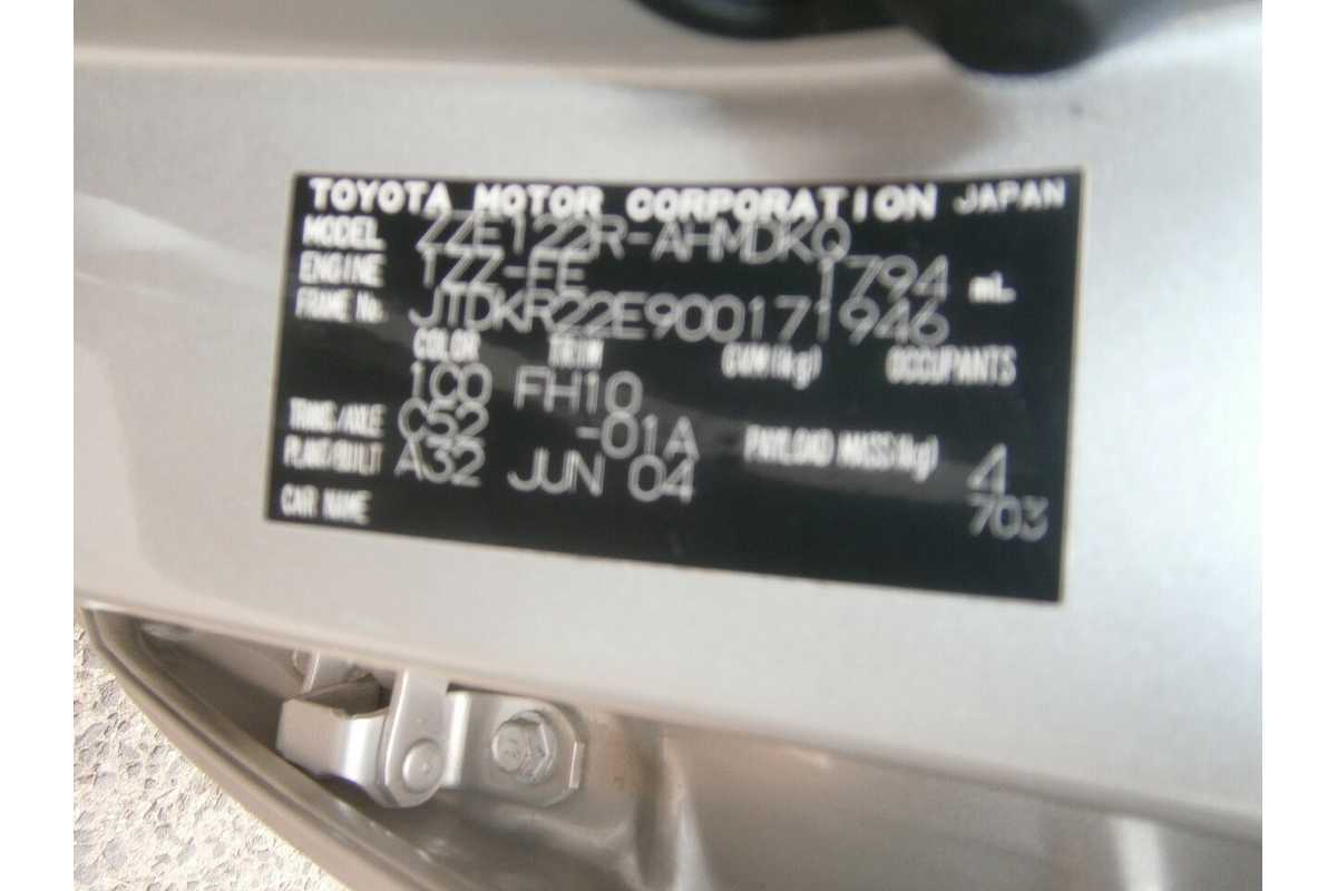 2004 Toyota Corolla Conquest Seca ZZE122R