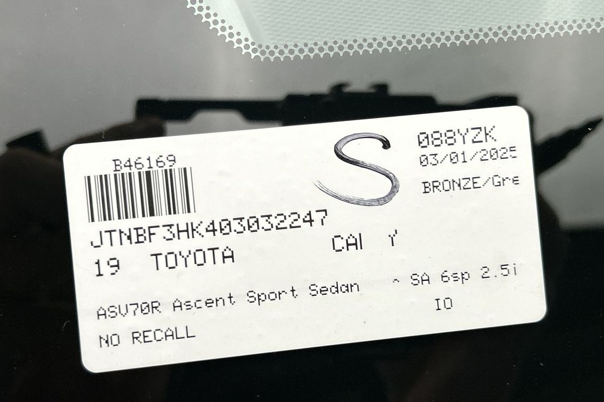2019 Toyota Camry Ascent Sport ASV70R