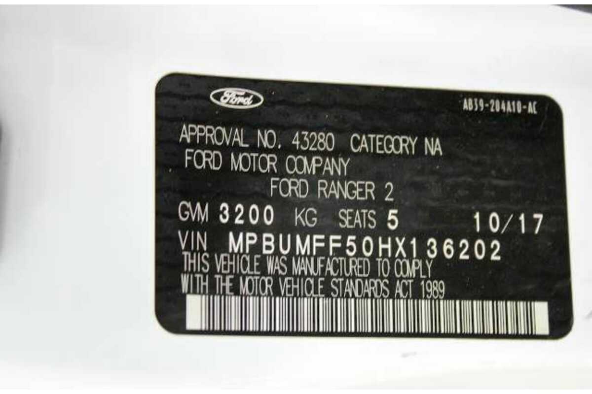 2017 Ford RANGER XL DUAL CAB PX MKII MY18 4X4
