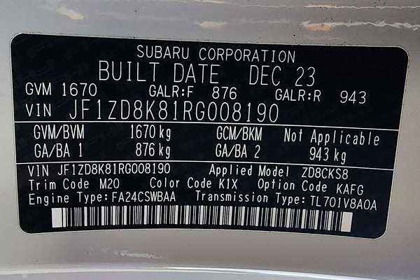 2024 Subaru BRZ tS ZD8