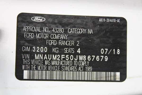 2018 Ford Ranger XLT PX MkII 4X4