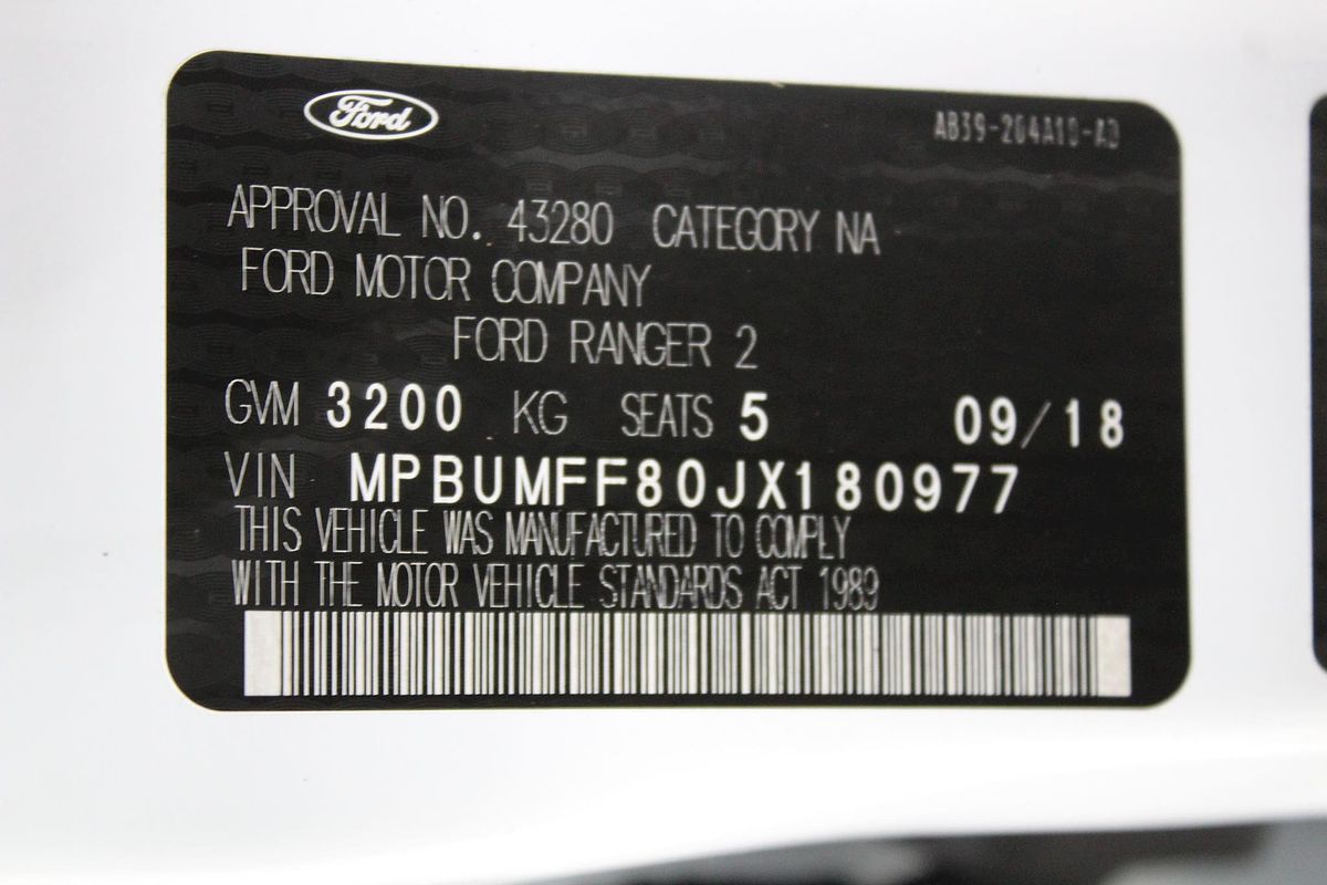 2018 Ford Ranger XL Hi-Rider PX MkIII Rear Wheel Drive