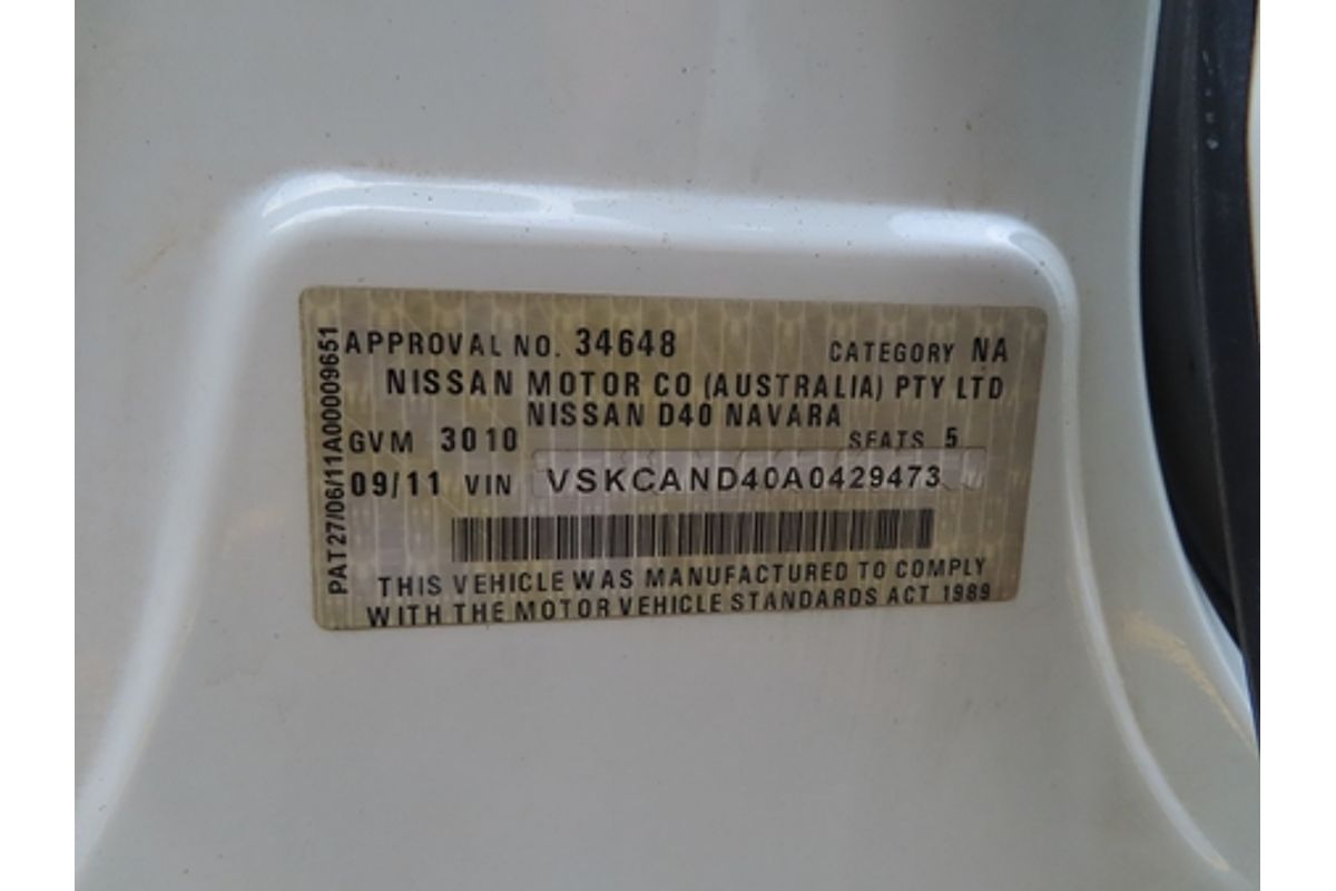 2011 Nissan Navara ST-X 550 D40 4X4