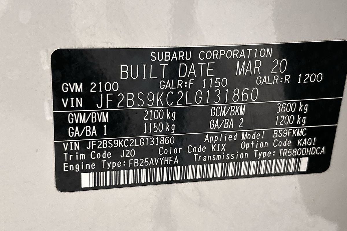 2020 Subaru Outback 2.5i 5GEN