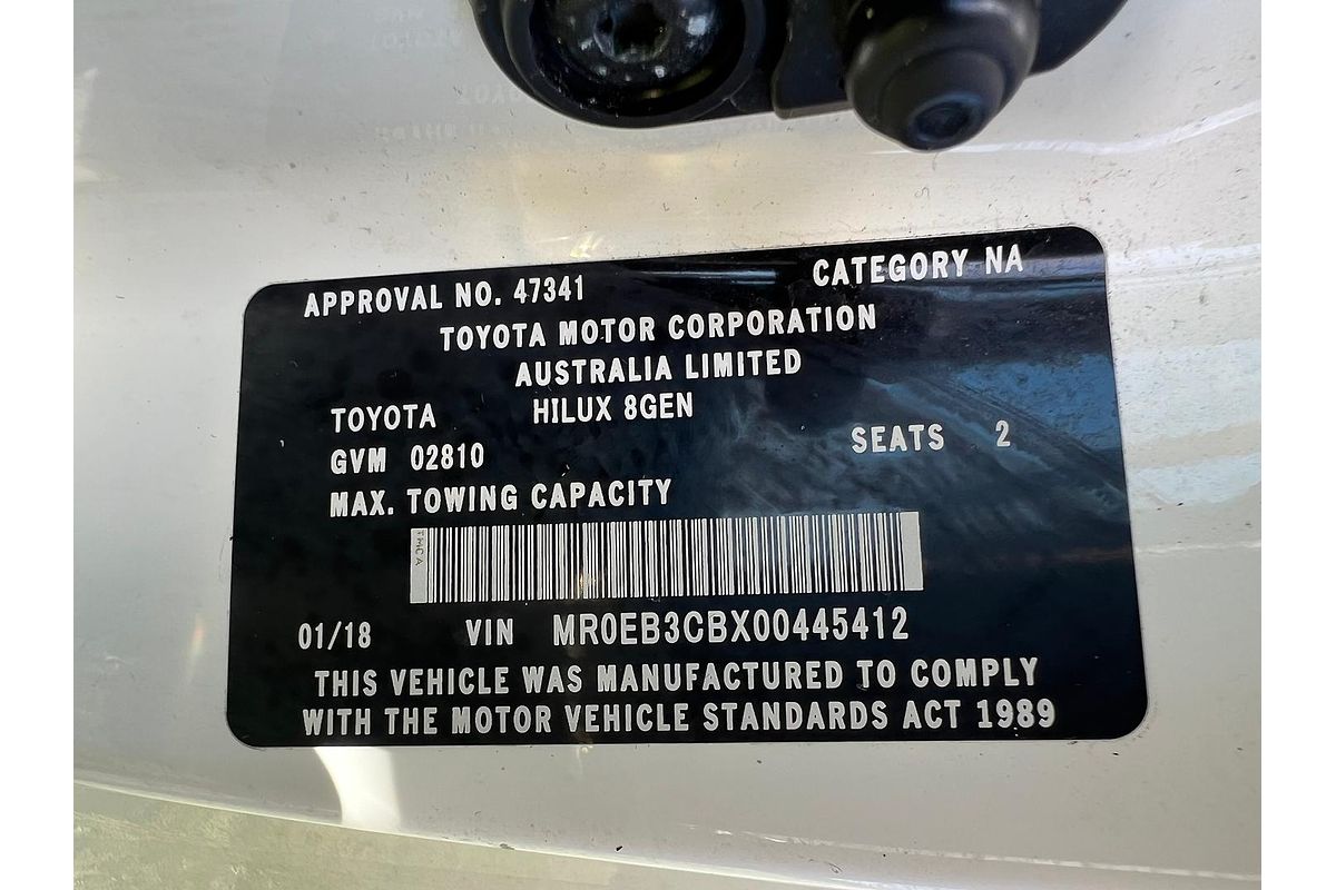 2018 Toyota Hilux Workmate GUN122R Rear Wheel Drive