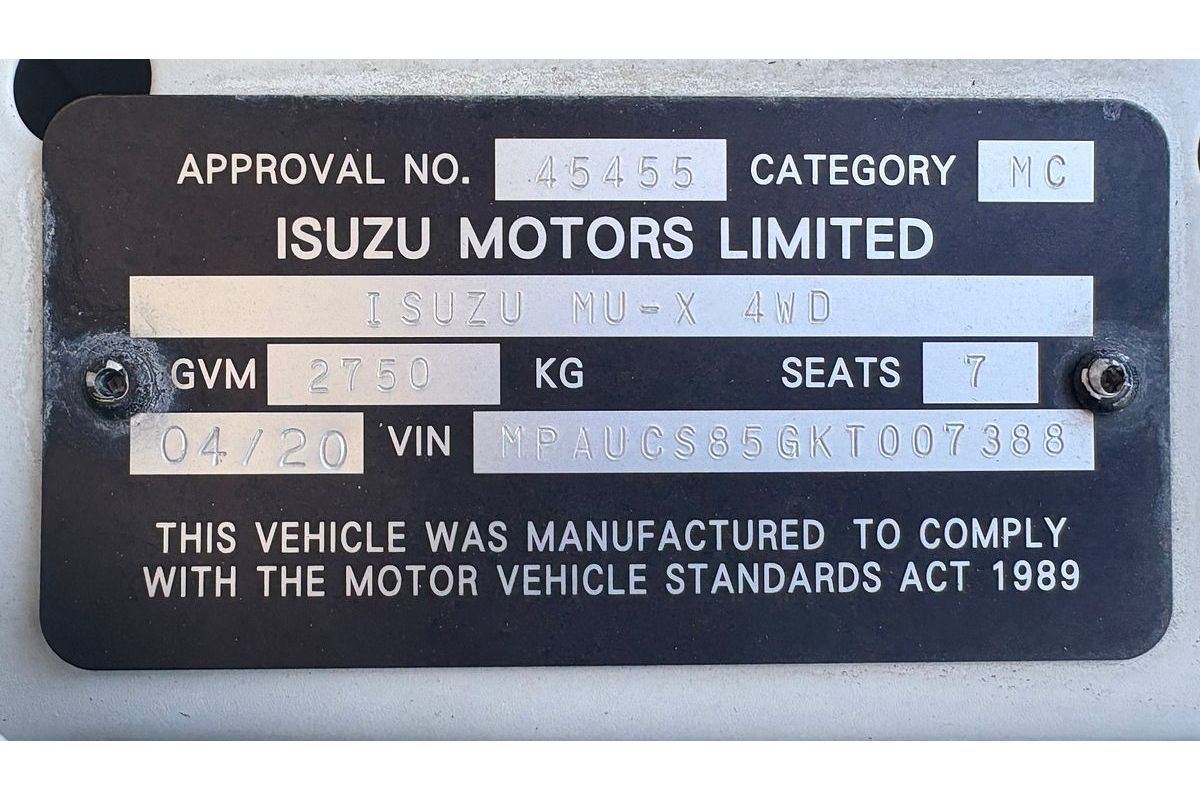 2020 Isuzu MU-X UC MY19