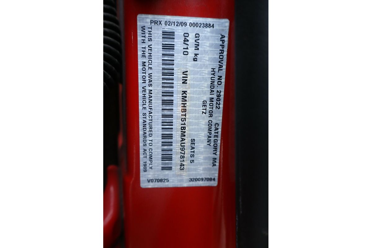 2010 Hyundai Getz SX TB MY09