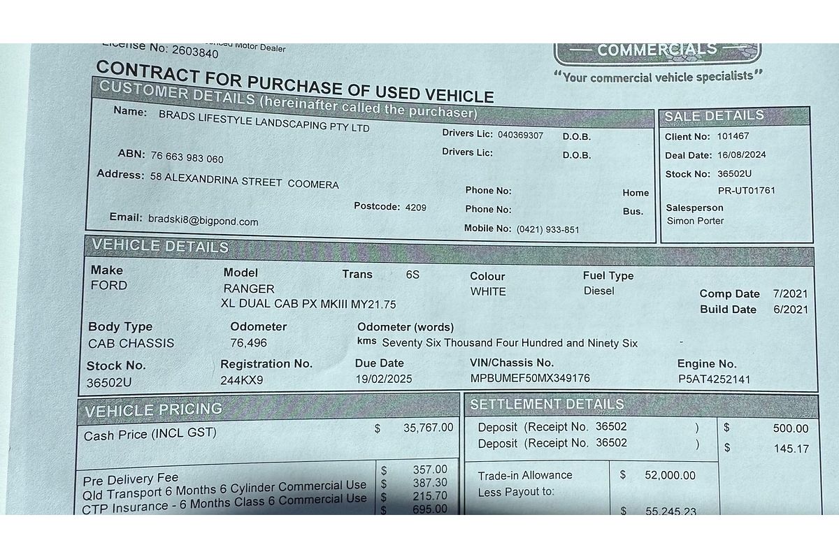 2021 Ford Ranger XL 3.2 (4x4) PX MkIII MY21.75 4X4