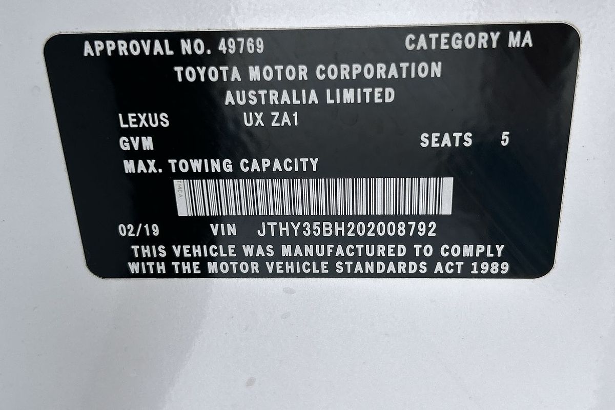 2019 Lexus UX UX200 Luxury MZAA10R