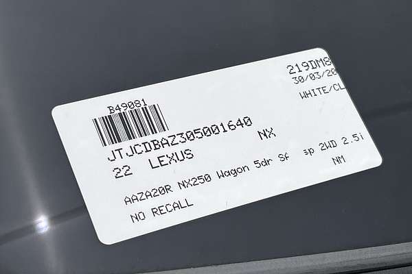 2022 Lexus NX NX250 AAZA20R