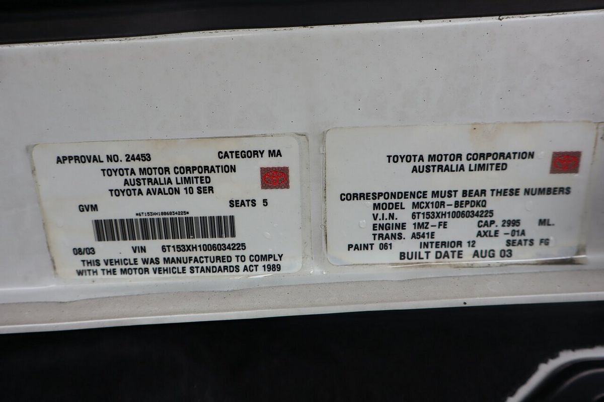 2003 Toyota Avalon Advantage MCX10R MkII