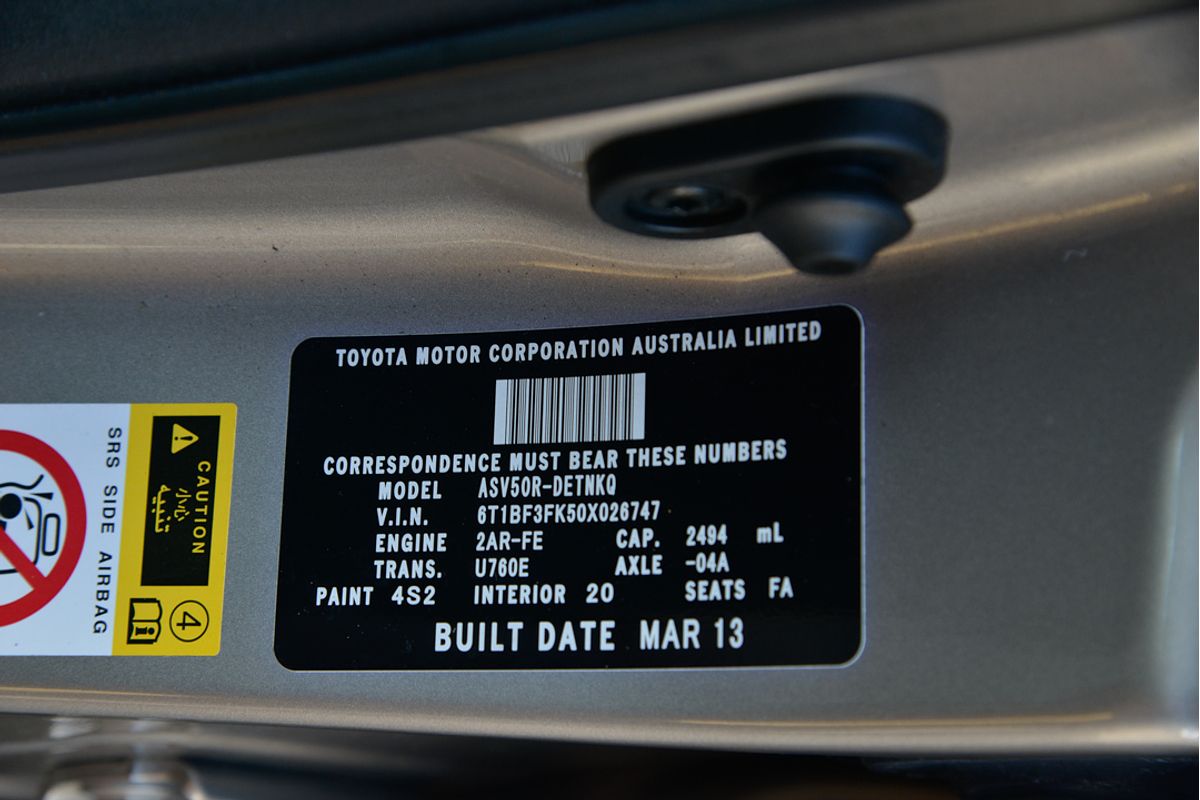 2013 Toyota Camry Atara S ASV50R