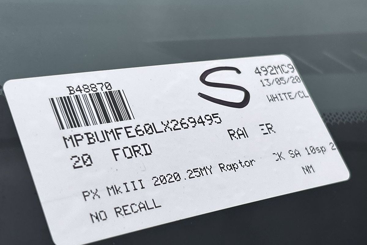 2020 Ford Ranger Raptor PX MkIII 4X4