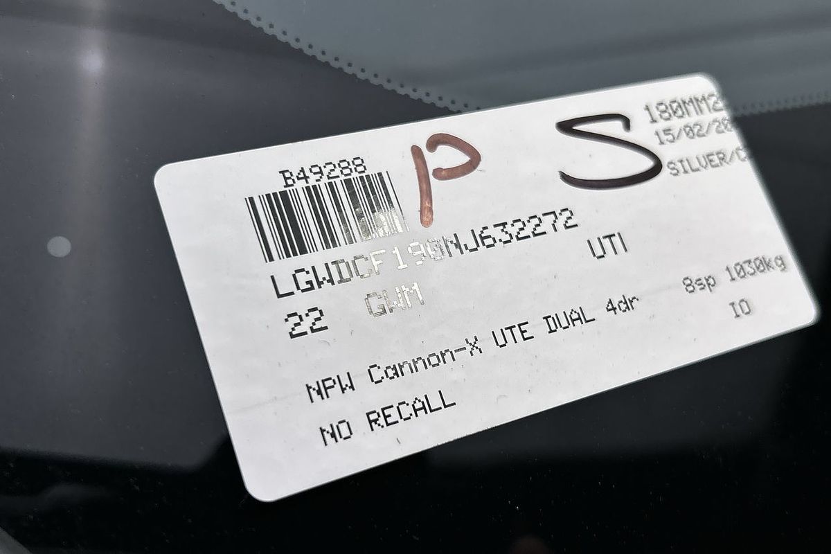 2022 GWM Ute Cannon-X NPW 4X4