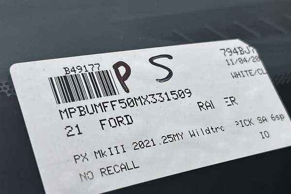 2021 Ford Ranger Wildtrak PX MkIII 4X4