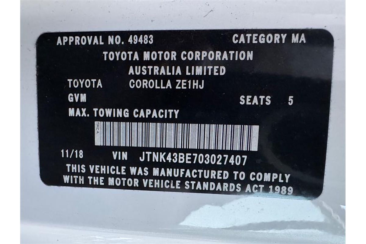 2018 Toyota COROLLA ASCENT SPORT MZEA12R