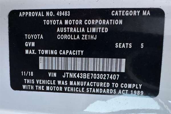 2018 Toyota COROLLA ASCENT SPORT MZEA12R