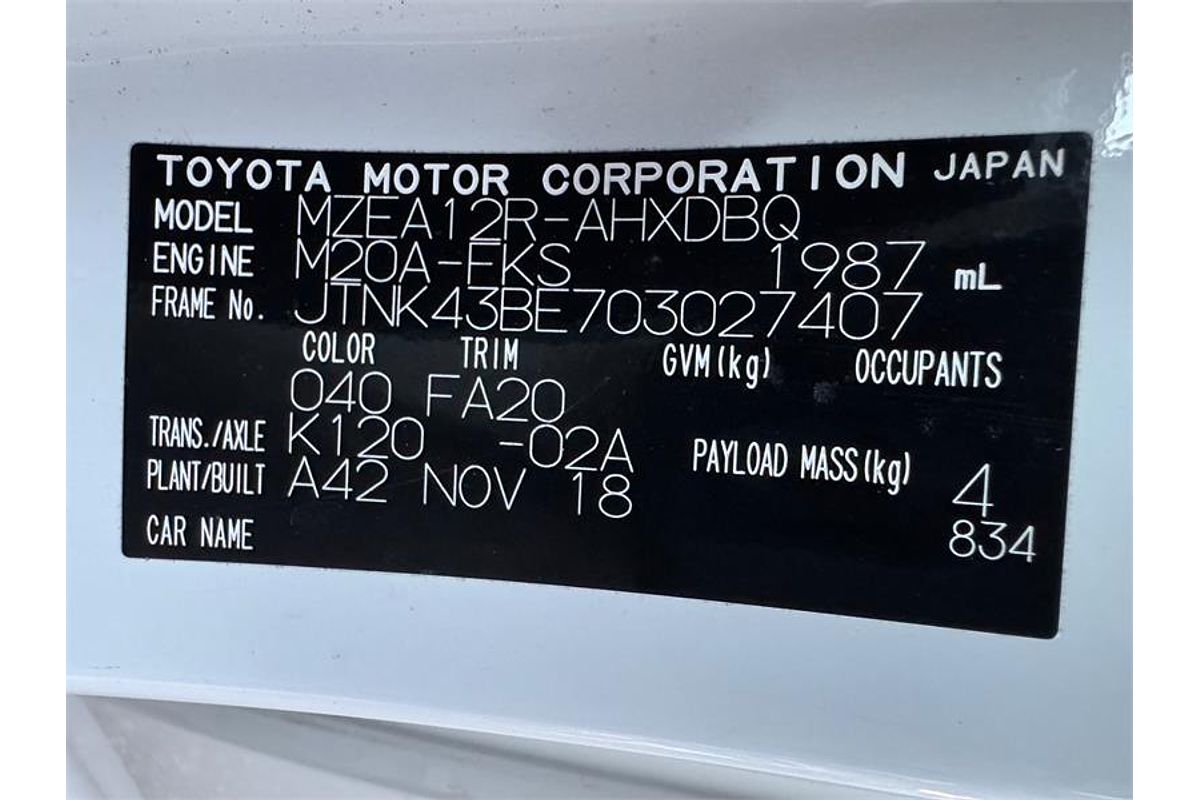 2018 Toyota COROLLA ASCENT SPORT MZEA12R
