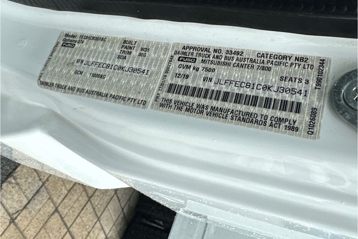 2019 Fuso Canter 815 SWB