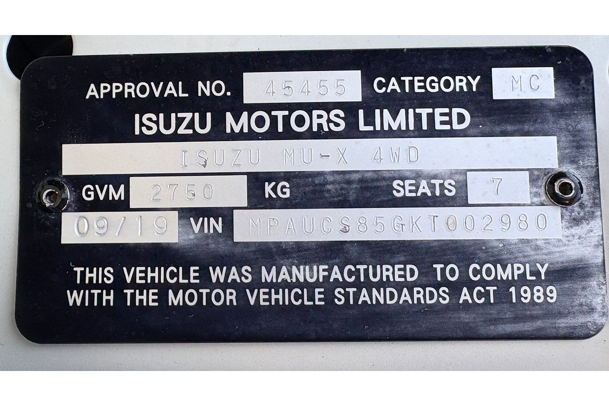 2019 Isuzu MU-X UC MY19