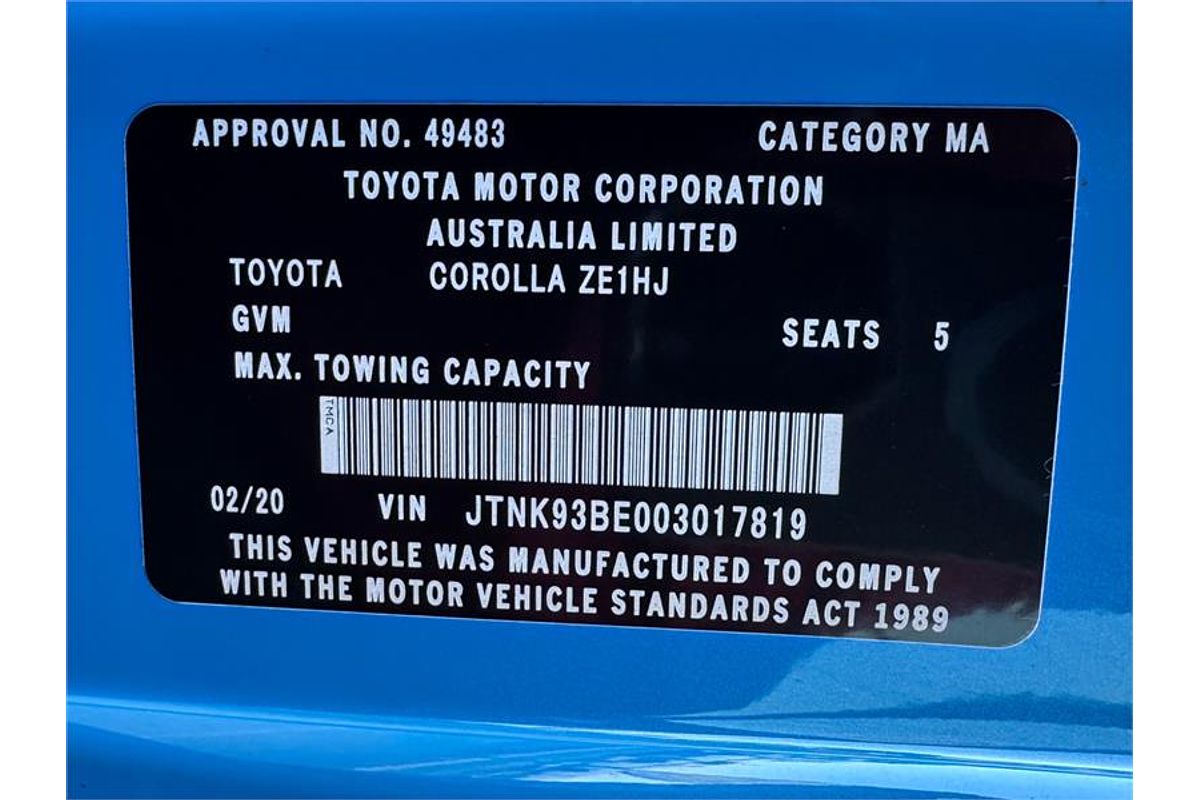2020 Toyota COROLLA ASCENT SPORT HYBRID ZWE211R