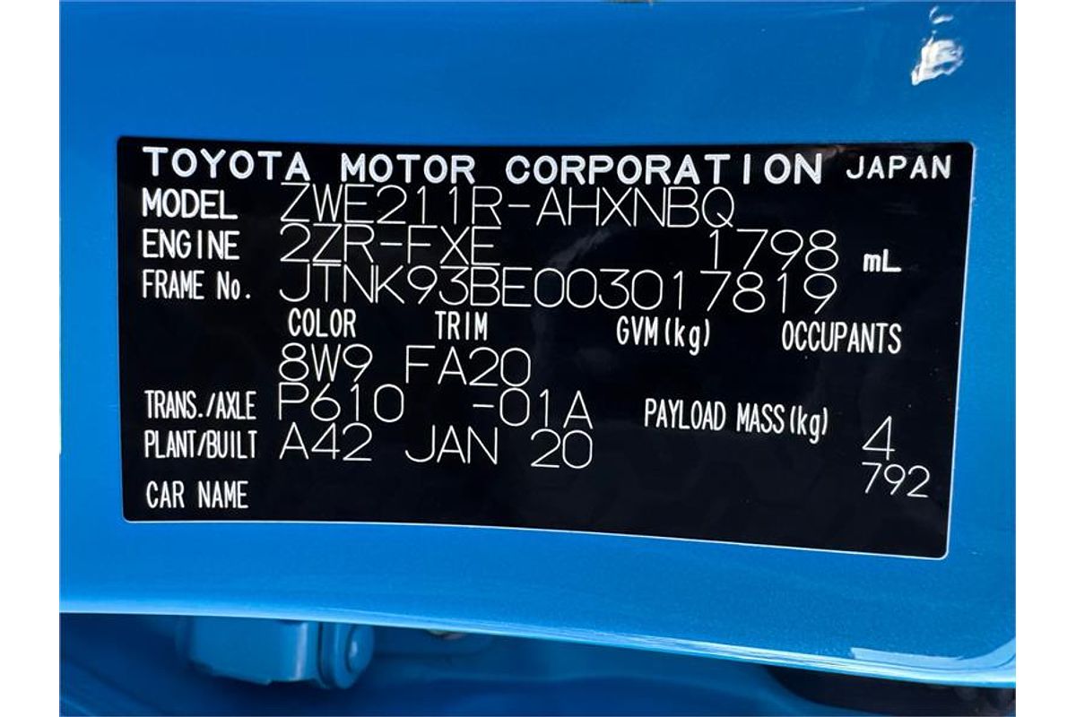 2020 Toyota COROLLA ASCENT SPORT HYBRID ZWE211R