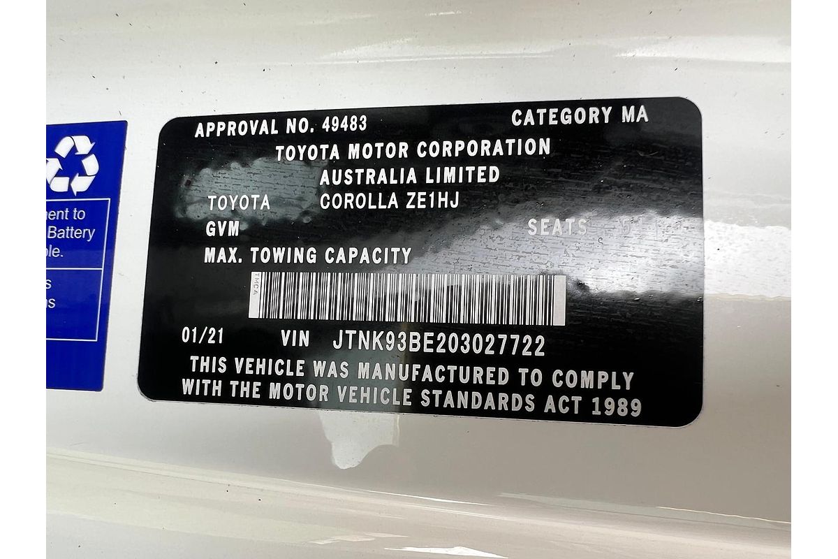2021 Toyota Corolla Ascent Sport Hybrid ZWE211R