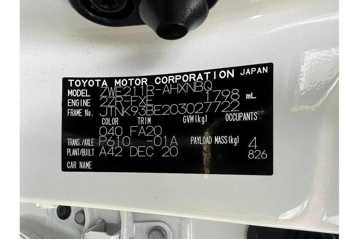 2021 Toyota Corolla Ascent Sport Hybrid ZWE211R