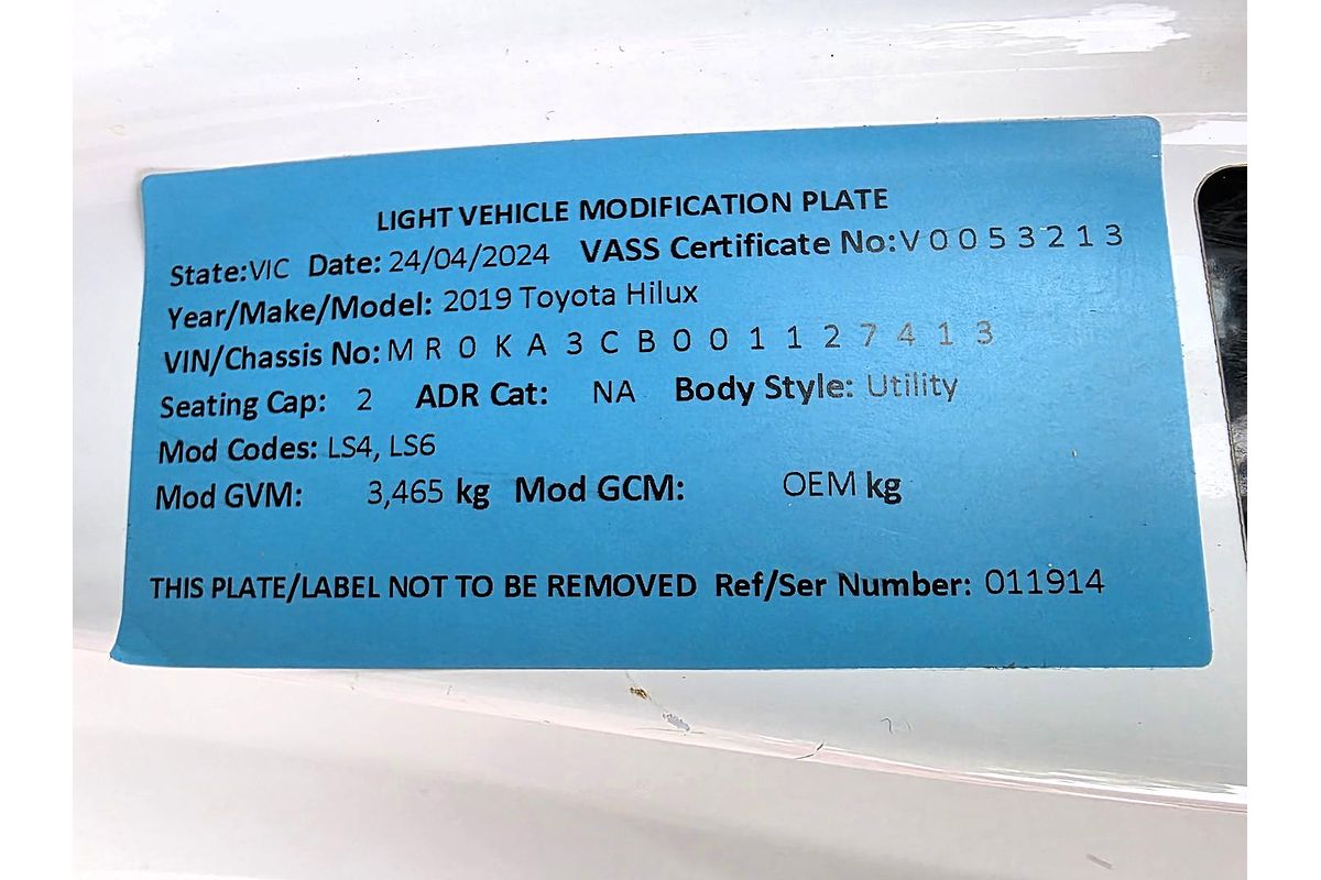 2019 Toyota Hilux SR GUN126R 4X4