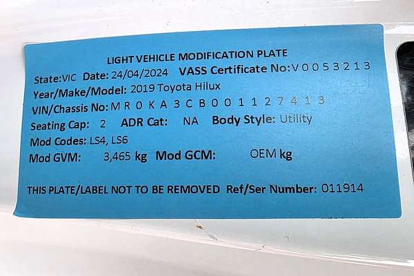 2019 Toyota Hilux SR GUN126R 4X4