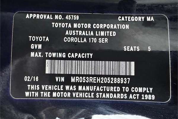 2016 Toyota COROLLA ASCENT ZRE172R