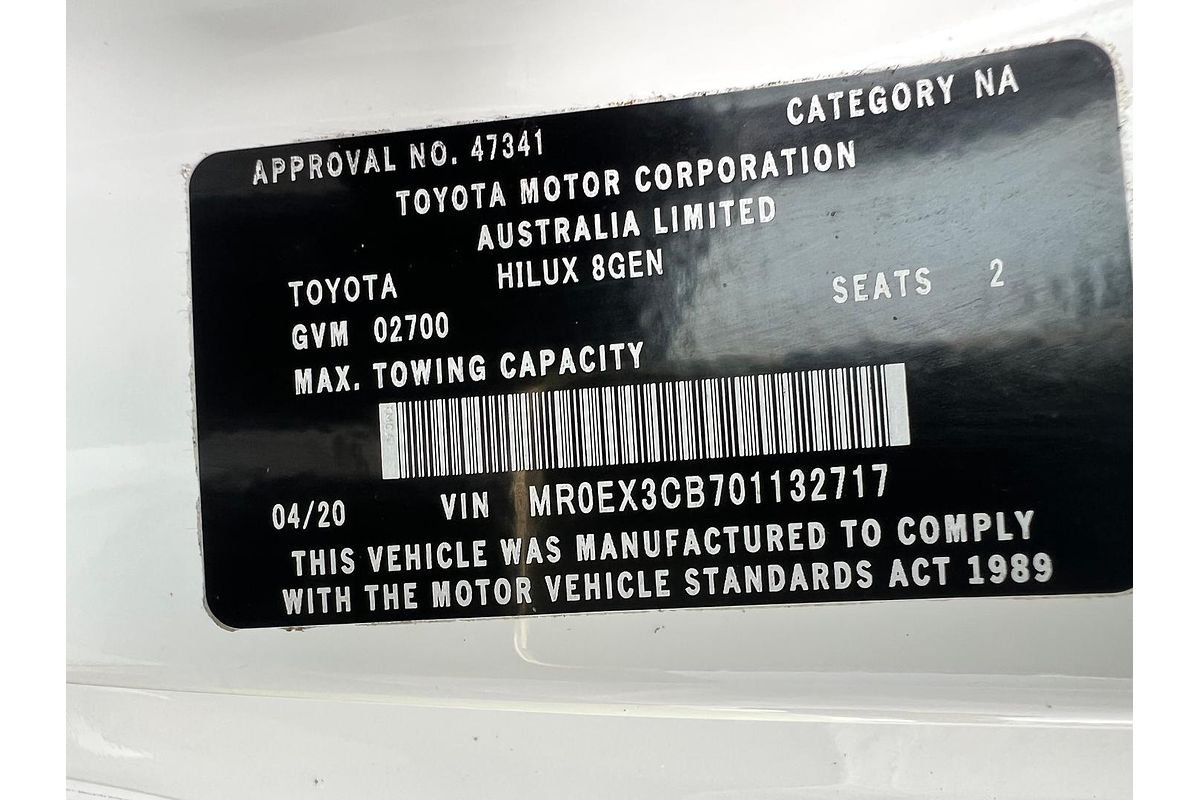 2020 Toyota Hilux Workmate TGN121R Rear Wheel Drive