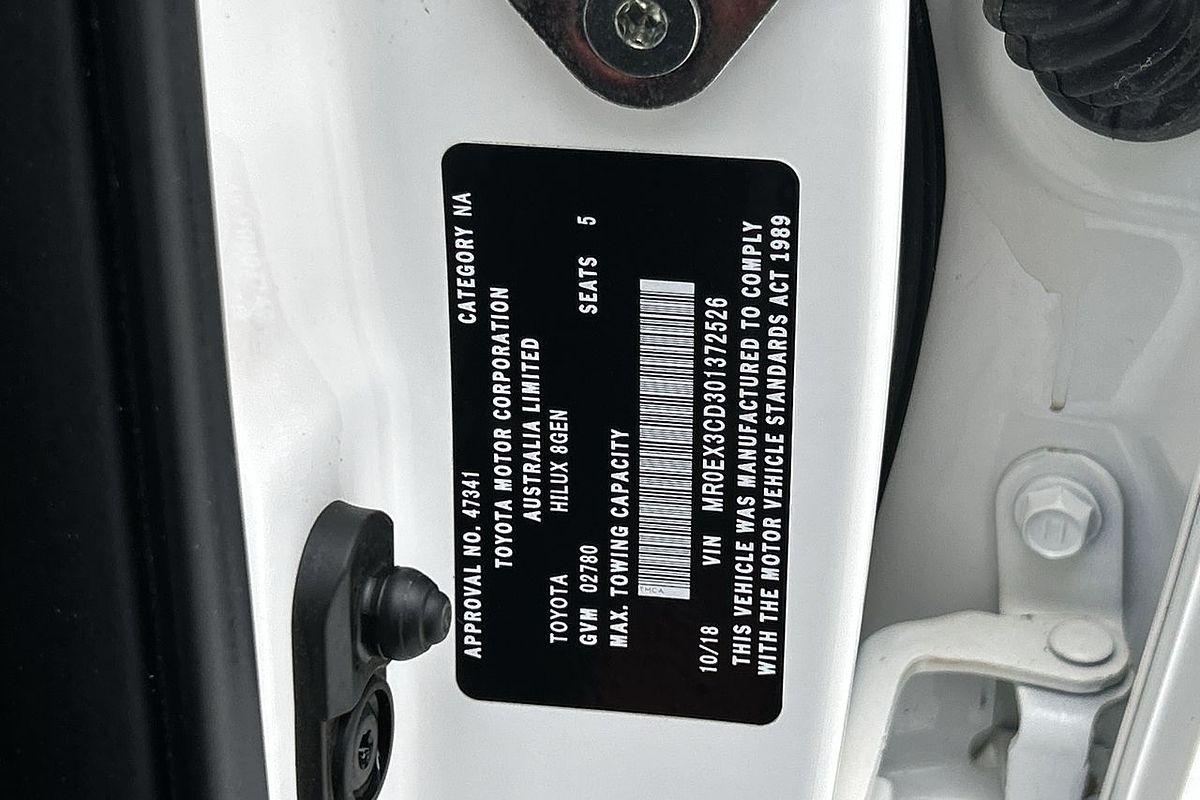 2018 Toyota Hilux Workmate TGN121R Rear Wheel Drive