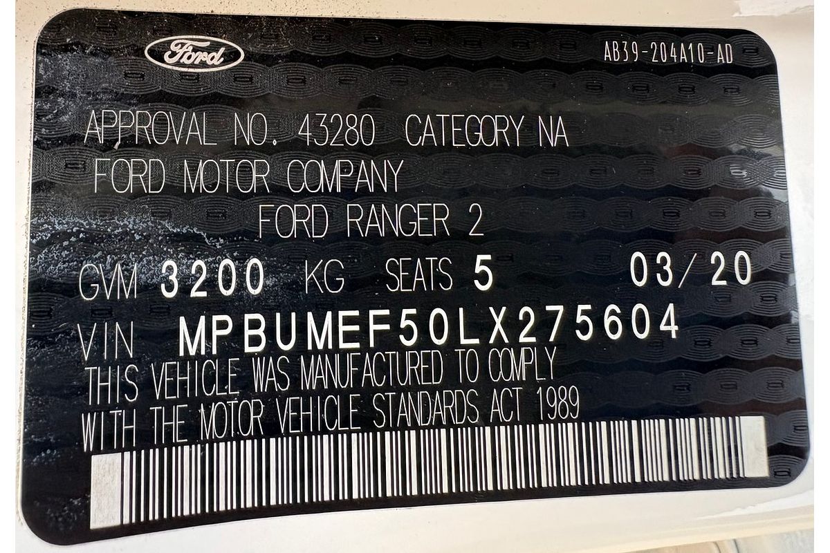 2020 Ford Ranger PX MKIII MY20.25