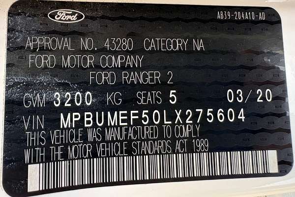 2020 Ford Ranger PX MKIII MY20.25