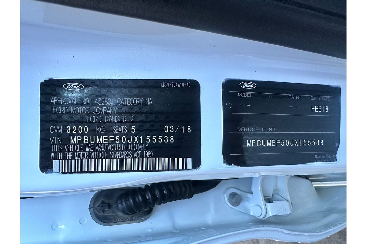 2018 Ford Ranger PX MKII MY18