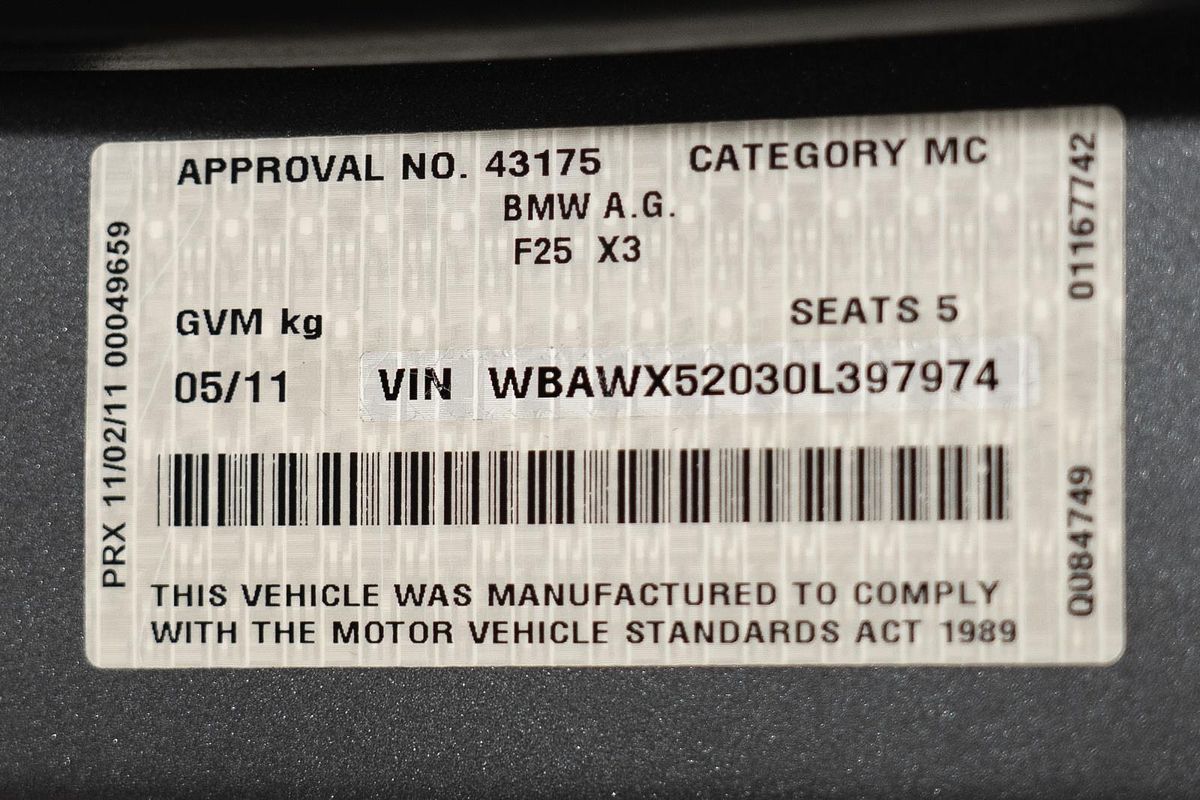 2011 BMW X3 xDrive28i F25