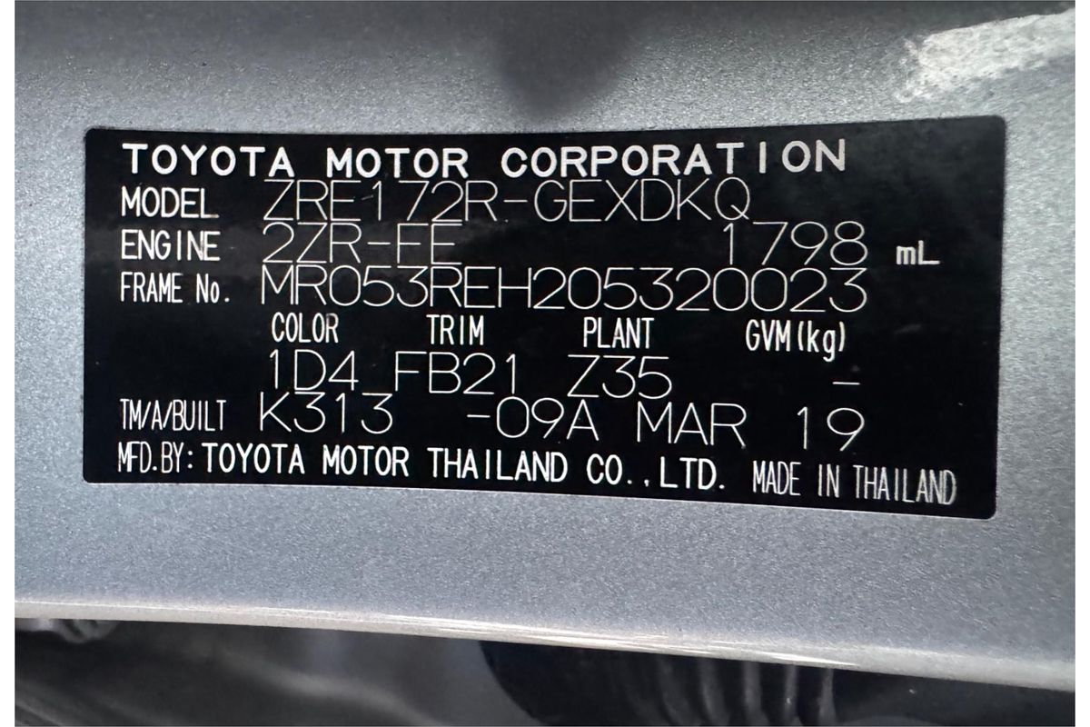 2019 Toyota COROLLA ASCENT ZRE172R MY17