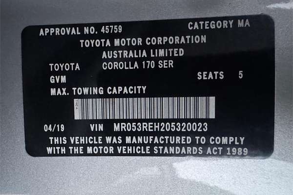 2019 Toyota COROLLA ASCENT ZRE172R MY17