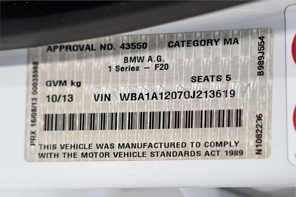2013 BMW 1 Series 116i F20