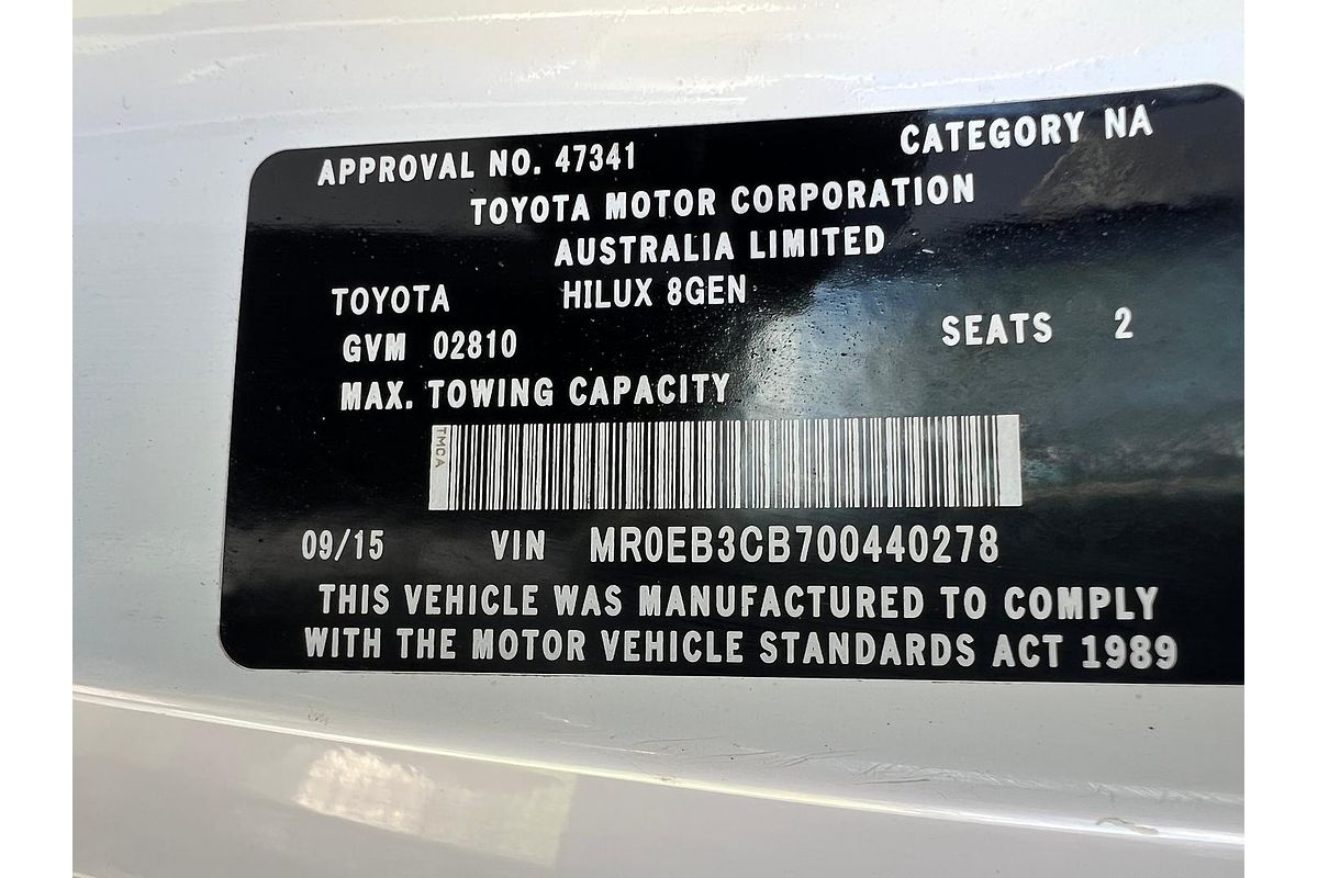 2015 Toyota Hilux Workmate GUN122R Rear Wheel Drive