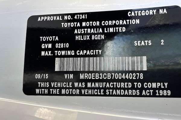2015 Toyota Hilux Workmate GUN122R Rear Wheel Drive