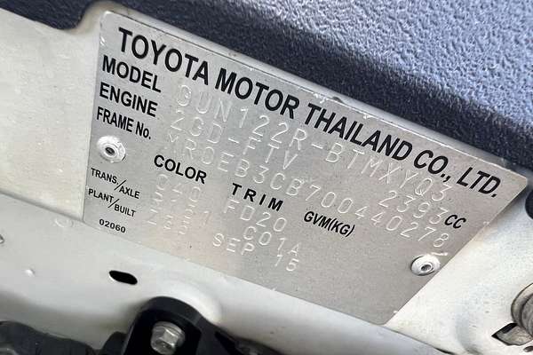 2015 Toyota Hilux Workmate GUN122R Rear Wheel Drive