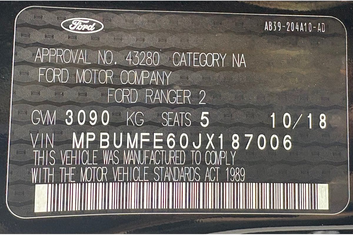 2018 Ford Ranger PX MKIII MY19