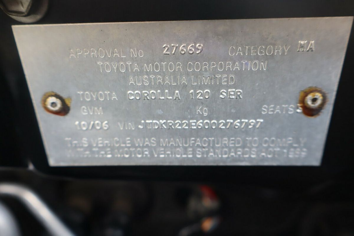 2006 Toyota Corolla Ascent Seca ZZE122R