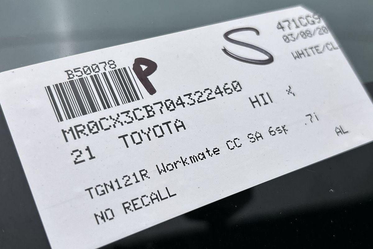 2021 Toyota Hilux Workmate TGN121R Rear Wheel Drive