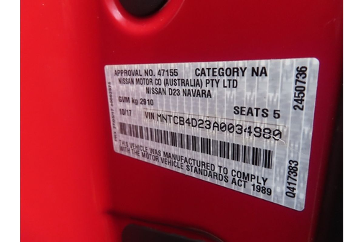 2017 Nissan Navara RX D23 Series 2 4X4