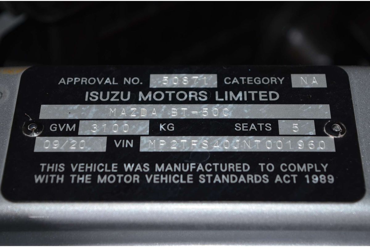 2020 Mazda BT-50 XT TF 4X4